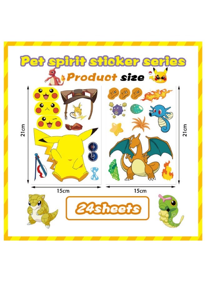 24-Piece Make a Face Stickers, Pokemon Theme Stickers Book Crafts for Kids, DIY Party Supplies Favors Make Your Own Stickers, for Birthday Gifts Reward（12 Styles, 24Pcs） - Image 3