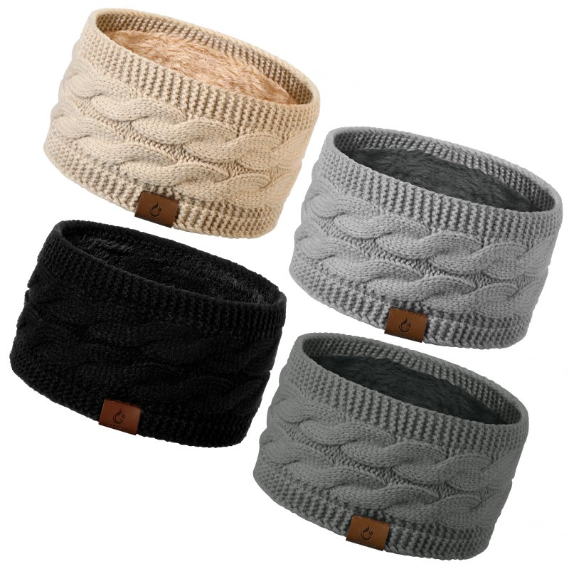 Goocoz 4 Pack Ear Warmer Headband, Knit Earmuffs Winter Headbands for Women, Running Fleece Headband Ear Cover for Cold Weather - Image 1
