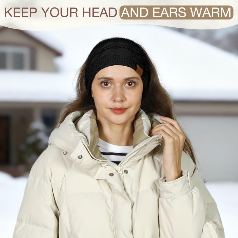 Goocoz 4 Pack Ear Warmer Headband, Knit Earmuffs Winter Headbands for Women, Running Fleece Headband Ear Cover for Cold Weather - Image 3