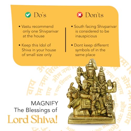 Ekhasa 100% Pure Brass Shiv Parivar Murti (8.5 cm) | Shiv Parvati Murti for Car Dashboard, Pooja Room, Home Decor & Office Desk | Shiva Parvati Idol | Mahadev Bholenath Pariwar Statue - Image 5