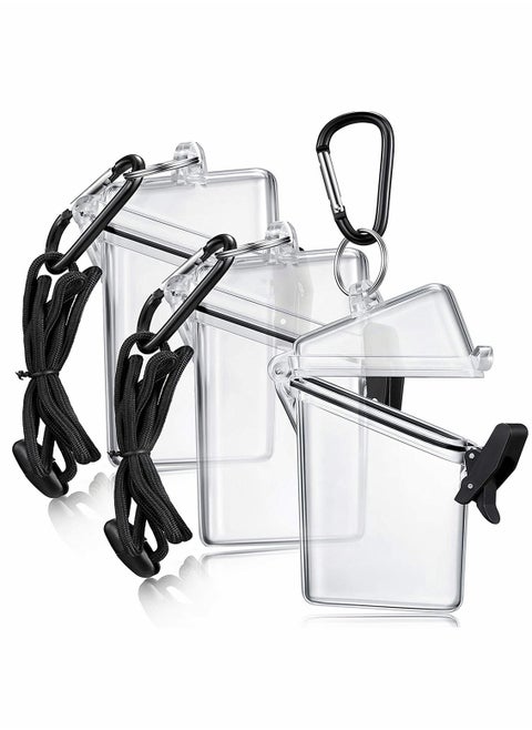 Waterproof ID Card Badge Holder Case,3 Pack Floating Sports Case Vertical Badge Holders with Lanyard and Keychain for Cards, Coin and Money