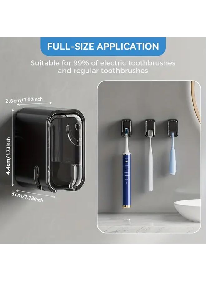 White Transparent Wall Mounted Toothbrush Holder Dustproof Moisture Resistant 4 Pieces - Image 3