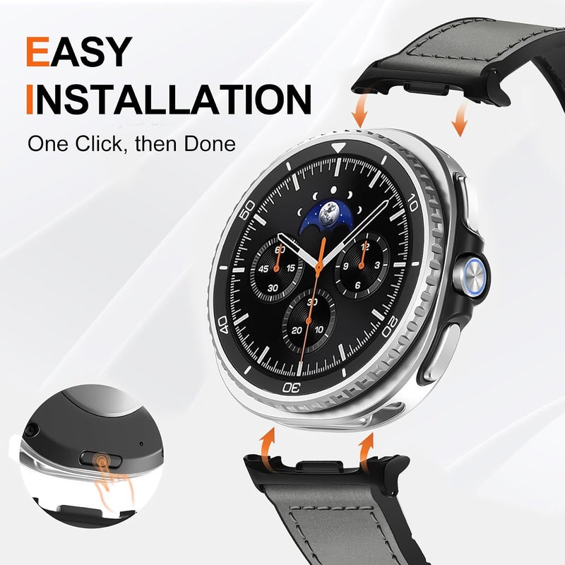 WestEagle Genuine Leather Watch 8 Band Compatible with Samsung Galaxy Watch 8 40mm 44mm/ 8 Classic 46mm, Magnetic Buckle Silicone Bottom Design Adjustable Wristbands Accessories for Men and Women - Image 5