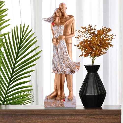 zart Romentic Love Couple Showpiece for Home Decor in Showpieces Golden - Image 1
