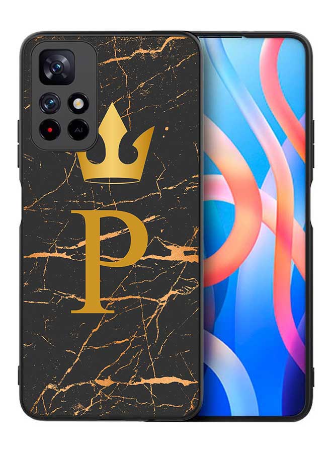 TPU Protection and Hybrid Rigid Clear Back Cover Case P Letter Marble for Xiaomi Poco M4 Pro 5G / Xiaomi Redmi Note 11T 5G / Xiaomi Redmi Note 11S 5G