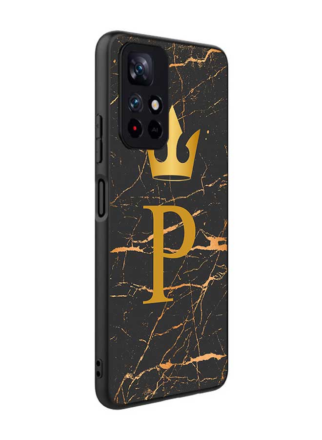 TPU Protection and Hybrid Rigid Clear Back Cover Case P Letter Marble for Xiaomi Poco M4 Pro 5G / Xiaomi Redmi Note 11T 5G / Xiaomi Redmi Note 11S 5G