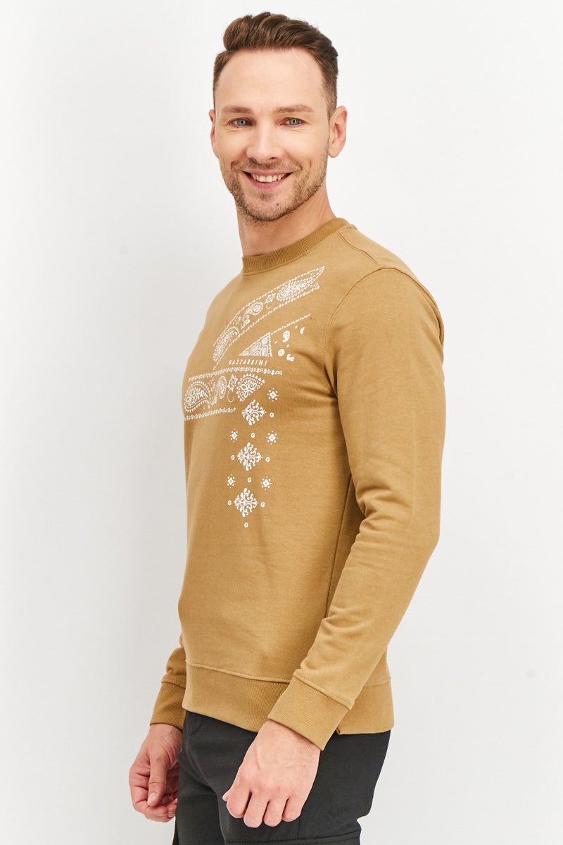 Gazzarrini Men Crew Neck Long Sleeve Graphic Print Sweatshirt, Brown - Image 3