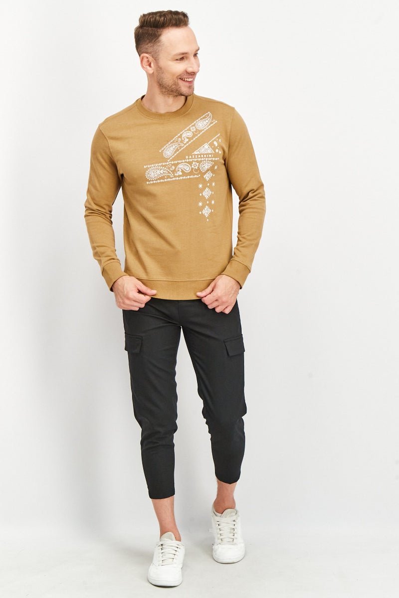 Gazzarrini Men Crew Neck Long Sleeve Graphic Print Sweatshirt, Brown - Image 4
