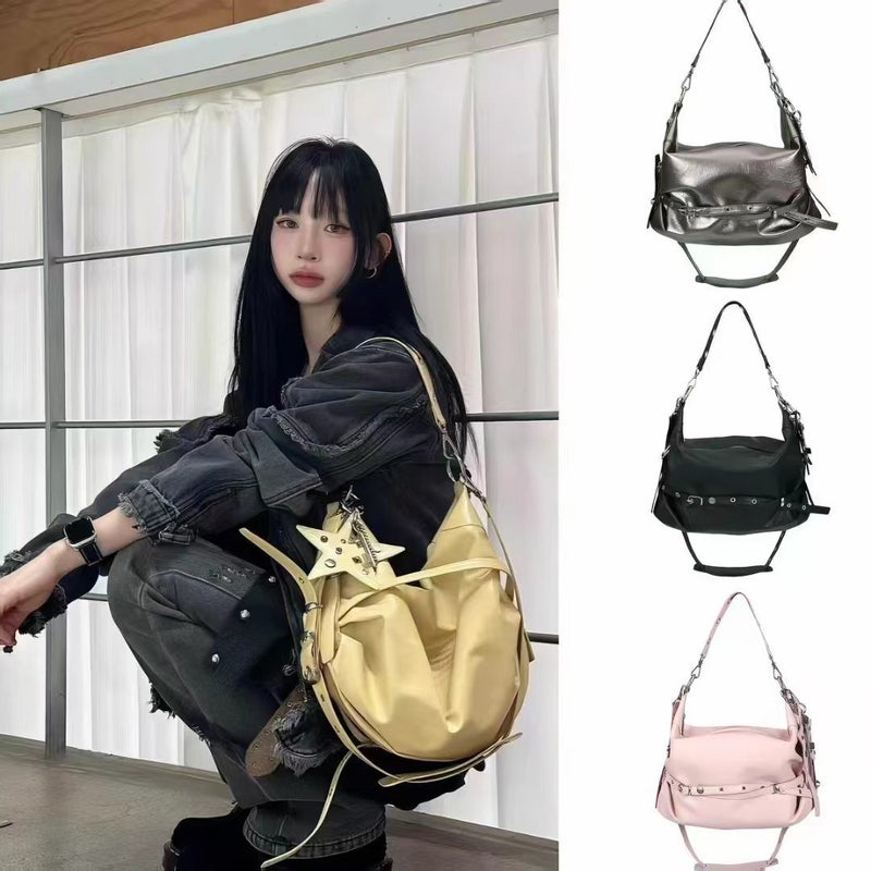 Women's PU Leather Rivet Belt Shoulder Bag