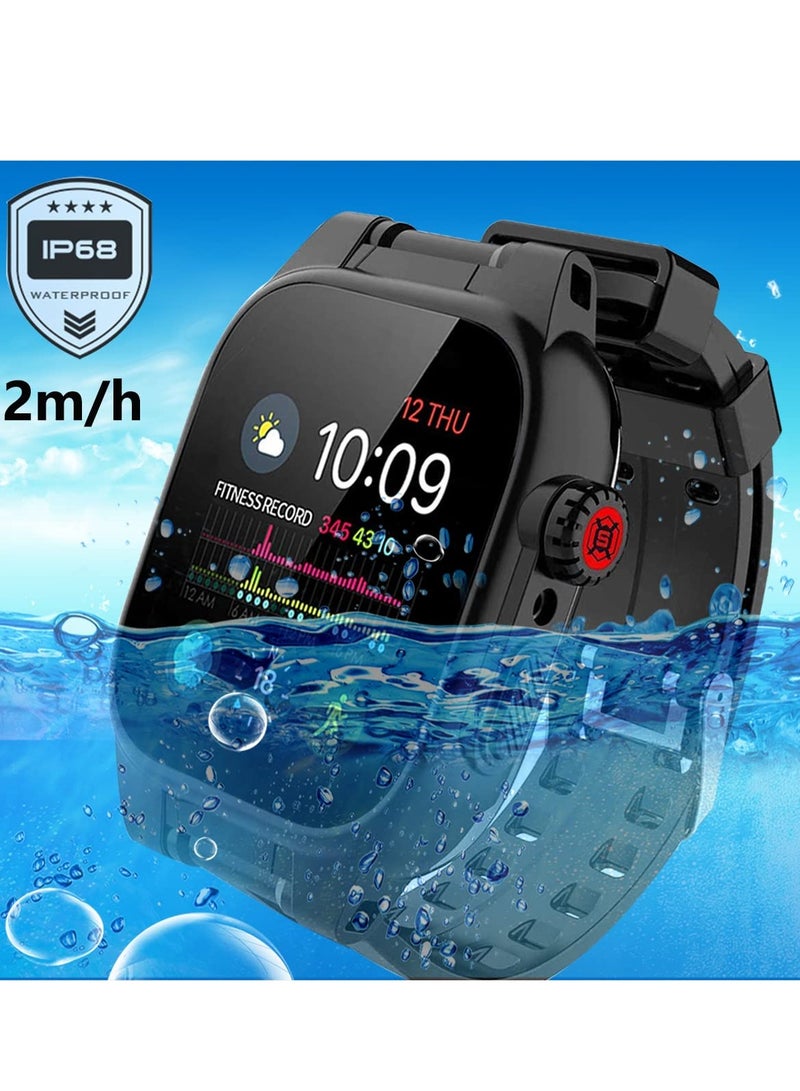 Zikra Waterproof Case for Apple Watch Series 7 45mm, 360 Full-Body Protective Case with Screen Protector, Shockproof Dustproof Waterproof Case for Apple Watch 45mm Series 7, Black - Image 2