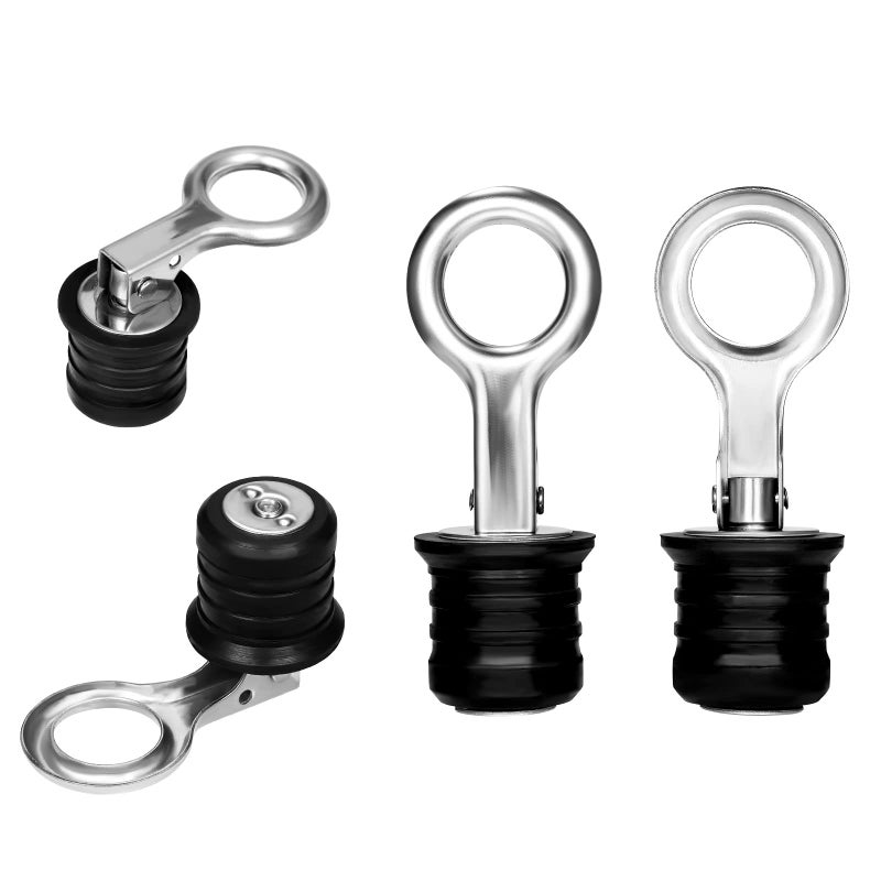 AIEX AIEX 2pcs Rubber Boat Plugs, Snap-Handle Rubber Expansion Boat Plug Boats Drain Plugs Kit with Stainless Steel Handles Snap Drain Plug for Sink Transom - Image 1