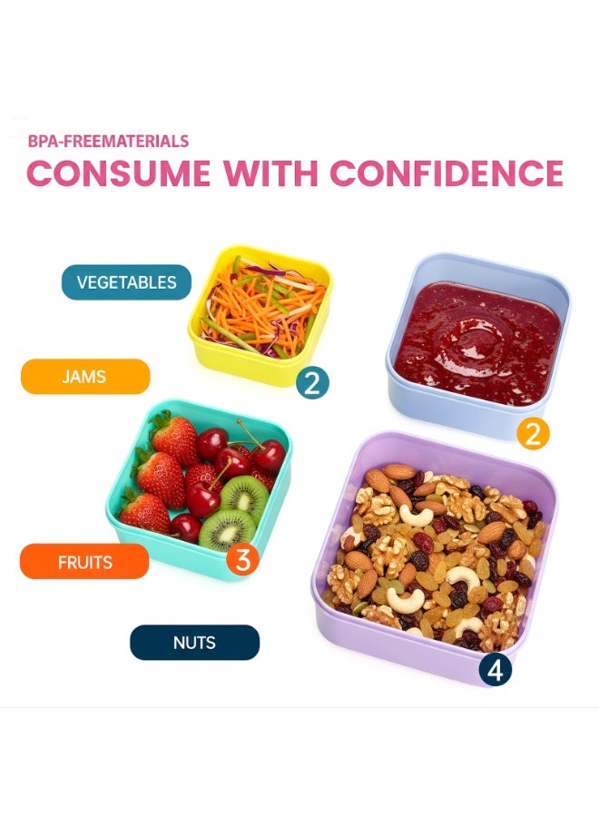 لاكي كيدز صندوق الطعام 4 قطع من نوع "Lucky Kids" مع أغطية مقاومة للتسرب، قابلة للتركيب، صناديق "بنتو" صغيرة سهلة الفتح لتخزين طعام الأطفال، الأطفال الصغار وطعام الرضع. - Image 3