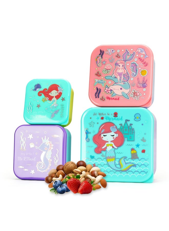 لاكي كيدز صندوق الطعام 4 قطع من نوع "Lucky Kids" مع أغطية مقاومة للتسرب، قابلة للتركيب، صناديق "بنتو" صغيرة سهلة الفتح لتخزين طعام الأطفال، الأطفال الصغار وطعام الرضع. - Image 1