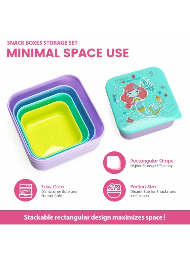 لاكي كيدز صندوق الطعام 4 قطع من نوع "Lucky Kids" مع أغطية مقاومة للتسرب، قابلة للتركيب، صناديق "بنتو" صغيرة سهلة الفتح لتخزين طعام الأطفال، الأطفال الصغار وطعام الرضع. - Image 5