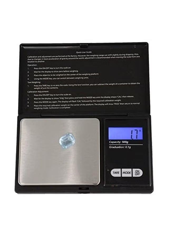 LCD Digital Scale Portable Mini Jewelry Gold Weight Scale Micro Gram Scale 0.1g-500g Electronic Weighing Coffee Scale Pocket Scale,Black - Image 2