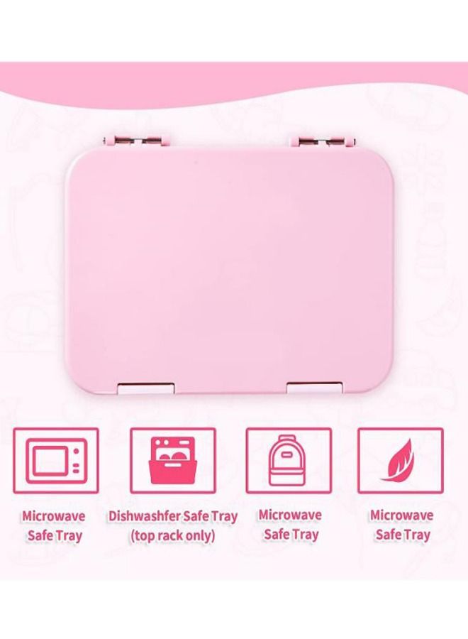 Captaintech Children's Bento Lunch Box with 6 Compartments - Leak Proof Lunch Box for Boys，Girls，BPA-Free，Microwave Dishwasher Safe，Lunch Box for School (Pink)  - Image 4