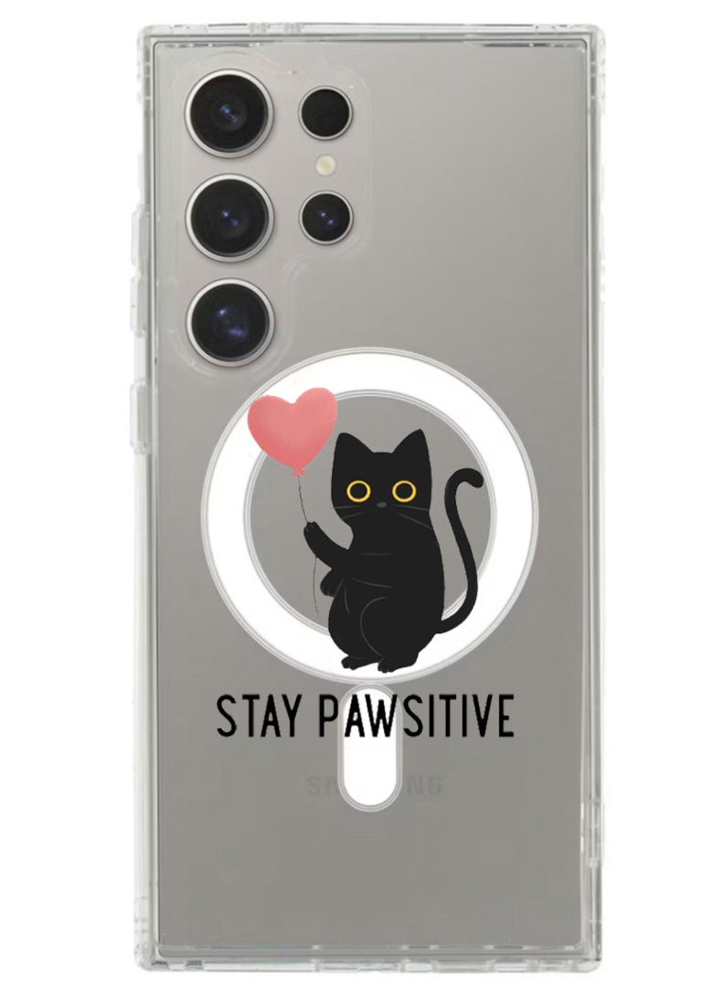 Theodor Magnetic Case for Samsung Galaxy S24 Ultra 6.8-inch Compatible with MagSafe Wireless Charging, Shockproof Phone Bumper Cover Stay Pawsitive - Image 1