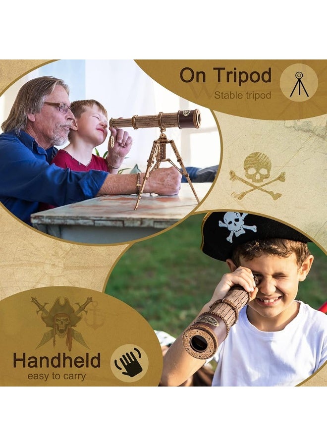 ROKR ROKR 3D Puzzles for Adults Wooden Telescope Building Model Kit with Tripod for Adults -3X Magnification Science Kit Gifts for Boy/Girls  - Image 3