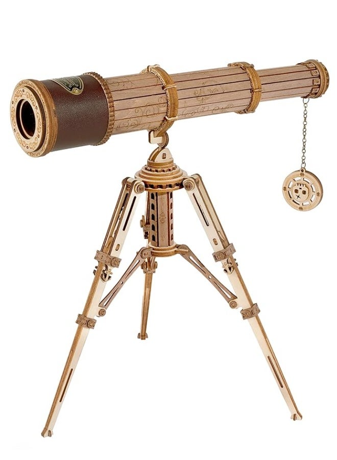 ROKR ROKR 3D Puzzles for Adults Wooden Telescope Building Model Kit with Tripod for Adults -3X Magnification Science Kit Gifts for Boy/Girls  - Image 4