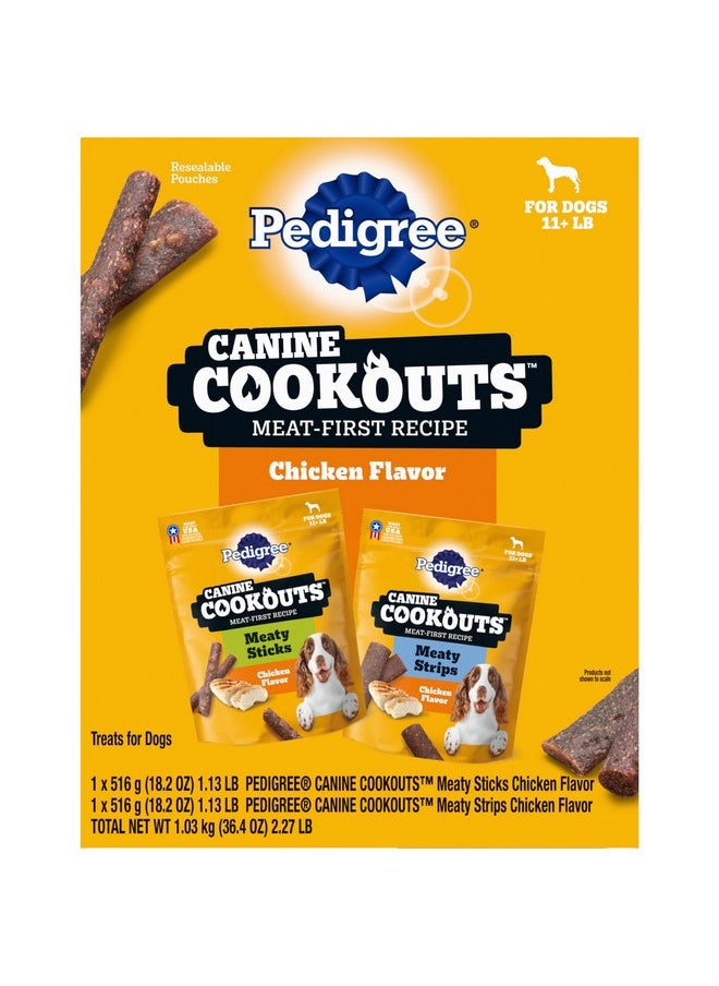 Pedigree Pedigree Canine Cookout Soft Dog Treats, Chicken Flavored Meaty Sticks and Strips, (2) 18.2 oz Bags  - Image 1