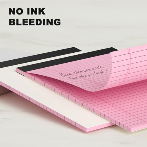 AILZFEI Colored Legal Pads 8.5 x 11 Note Pads 8.5 x 11 inch, Wide Ruled Clear Print Writing Pads 30 Sheets/Pad, 80gsm Colored Paper, Perforated Notepad with Sturdy Back (3 Pads) - Image 4