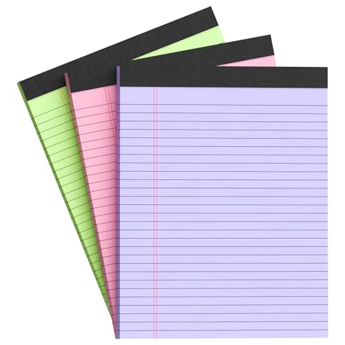 AILZFEI Colored Legal Pads 8.5 x 11 Note Pads 8.5 x 11 inch, Wide Ruled Clear Print Writing Pads 30 Sheets/Pad, 80gsm Colored Paper, Perforated Notepad with Sturdy Back (3 Pads) - Image 1