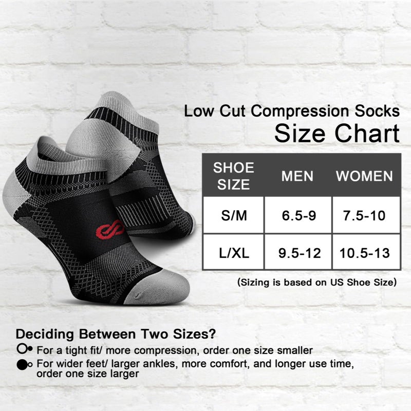 PAPLUS Low Cut Compression Socks for Men and Women, No Show Ankle Running Compression Foot Socks with Arch Support for Plantar Fasciitis, Cyling, Athletic, Flight, Travel, Nurses - Image 2