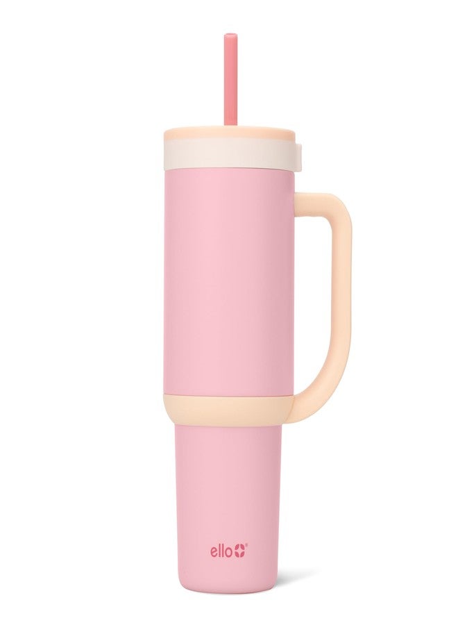 Ello Oasis 30 oz Tumbler with Handle & Retracting Straw | Reusable Insulated Stainless Steel Cup 100% Leakproof, Gifts for Teens Women Men | Keeps cold for 24 Hours, Cup Holder Friendly, Sunrise Glow - Image 1