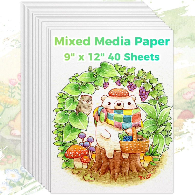 Donyang Mixed Media Paper 9" x 12", 40 Sheets (98lb/160gsm) Multipurpose Heavyweight Loose Drawing Art Paper for Sketching, Sketch Book, Gouache, Painting, Sketchbook, Drawing Pad Book, School - Image 1