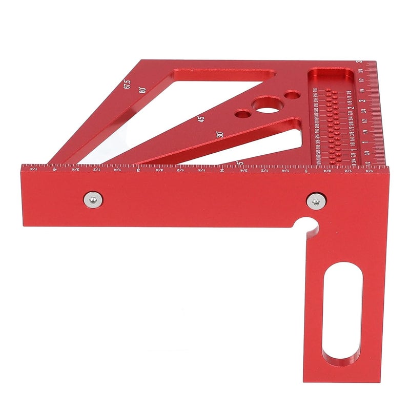 Red Aluminum Alloy Multi Angle Woodworking Ruler CNC Machined Layout Square 22 5 to 90 Degree Scales - Image 1