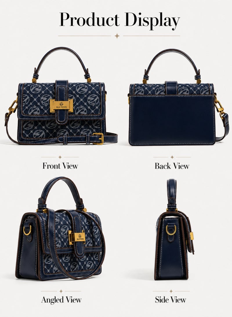 BLLE ROWN Bags for Ladies Luxury Women Handbag, Elegant Top Handle Shoulder & Crossbody Satchel with Golden Lock, Compact Ladies Bag for Work, Travel, Daily Use and Gift for Her - Image 5