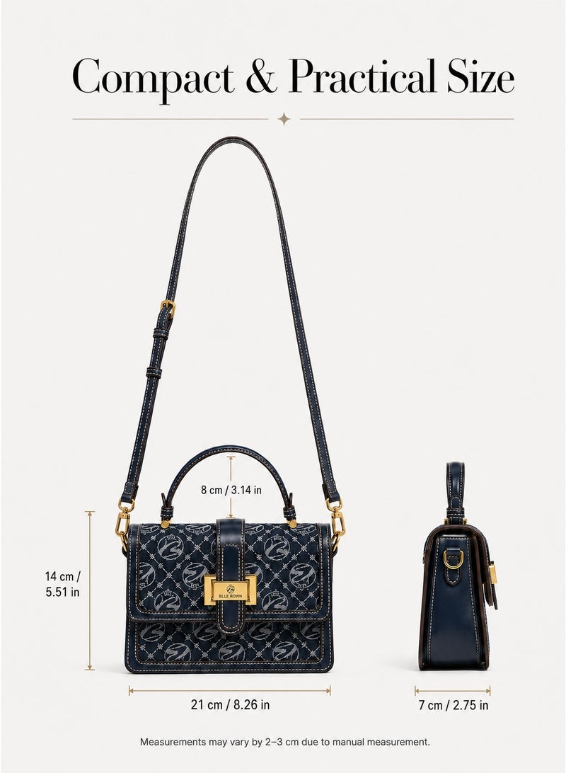 BLLE ROWN Bags for Ladies Luxury Women Handbag, Elegant Top Handle Shoulder & Crossbody Satchel with Golden Lock, Compact Ladies Bag for Work, Travel, Daily Use and Gift for Her - Image 4