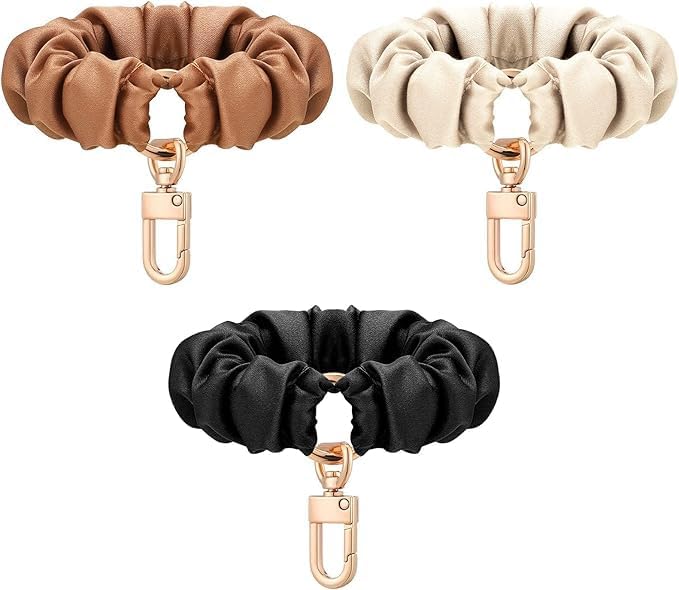 Excefore 3 Pcs Scrunchie Keychain Wristlet Bracelet, Stretchy Elastic Wrist Strap Key Holder, Comfort Stylish Multipurpose Keyring for Women Daily Outdoor Use - Image 1