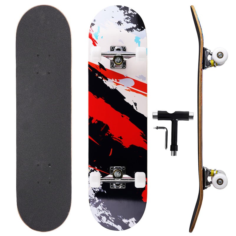 vigvitspo Professional Double Kick Skateboard, 31 inch Maple Deck, ABEC-9 Bearings, 95A PU Wheels, Custom Graphic Design (City, 31in) - Image 1