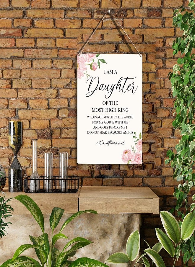 YCYD Inspirational Wall Art Daughter Gifts I Am A Daughter of The Most High King Nursery Decor Christian Religious Gifts for Women Her Girl Daughter Bible Verse Wall Art Wooden Hanging Sign 8 x 10 Inches - Image 2