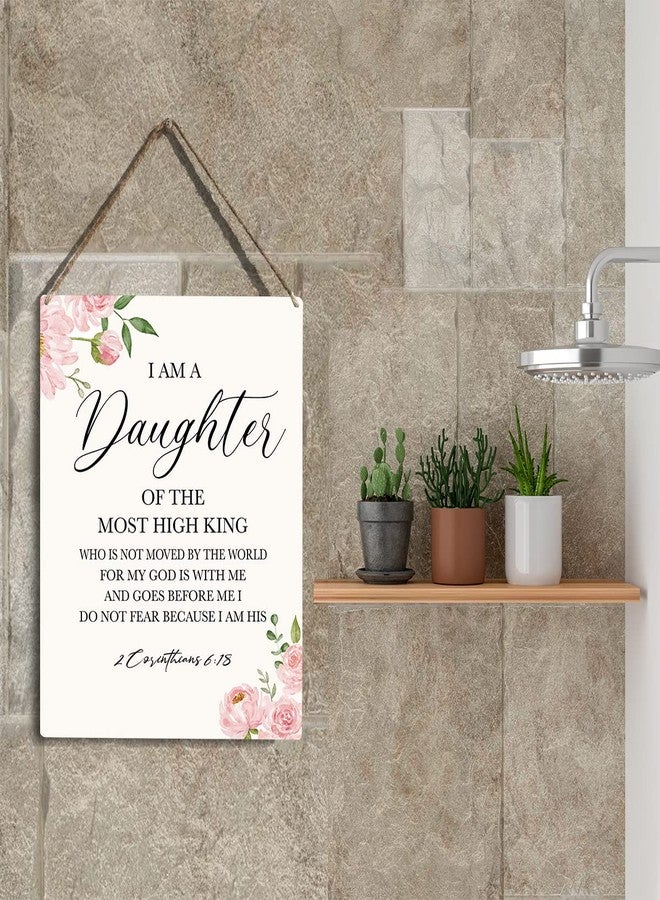 YCYD Inspirational Wall Art Daughter Gifts I Am A Daughter of The Most High King Nursery Decor Christian Religious Gifts for Women Her Girl Daughter Bible Verse Wall Art Wooden Hanging Sign 8 x 10 Inches - Image 5