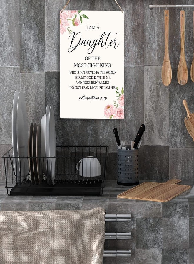 YCYD Inspirational Wall Art Daughter Gifts I Am A Daughter of The Most High King Nursery Decor Christian Religious Gifts for Women Her Girl Daughter Bible Verse Wall Art Wooden Hanging Sign 8 x 10 Inches - Image 4