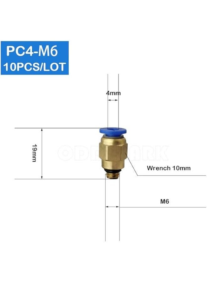 10 قطعة من وصلات الهواء المضغوط المستقيمة الذكورية PC4 M6 4 مم للإطلاق السريع - Image 3
