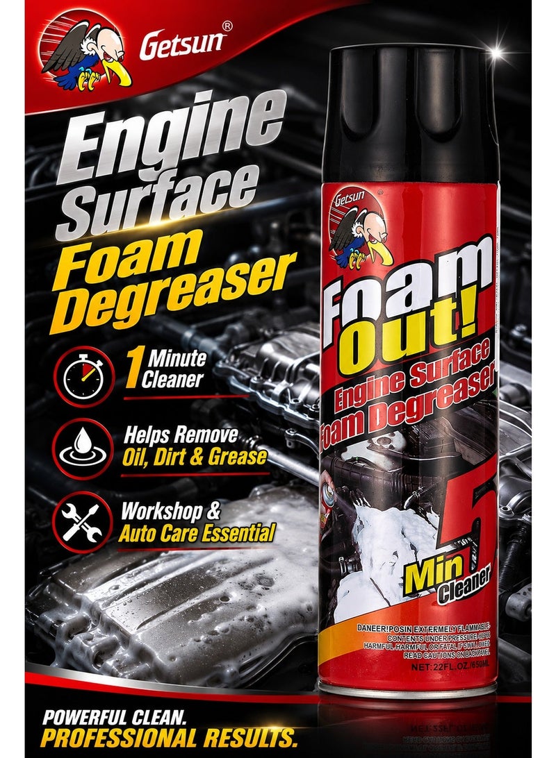 Engine Surface Foam Degreaser 650 ml, Powerful Foaming Cleaner for Removing Oil, Grease, Dirt and Grime from Vehicle Engines, Metal Parts and Machinery - Image 4