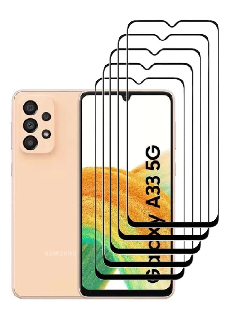 AINA 5 Pieces Tempered Glass Screen Protector 5D Designed For Samsung Galaxy A33 5G Full Glue Edge to Edge Full Screen Coverage And Bubble Free - Image 1