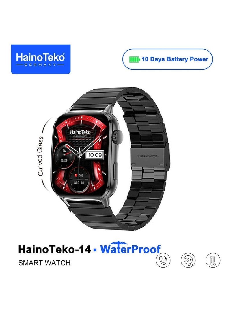 HainoTeko-14 AMOLED Smartwatch – Bluetooth Calling, Curved Glass, Waterproof, 10-Day Battery with 3 Straps - Image 1