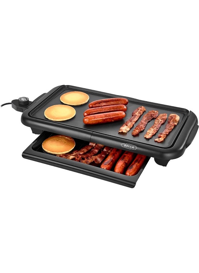Bella BELLA Electric Griddle with Warming Tray - Smokeless Indoor Grill, Nonstick Surface, Adjustable Temperature  Cool-touch Handles, 10" x 18", Copper/Black  - Image 1