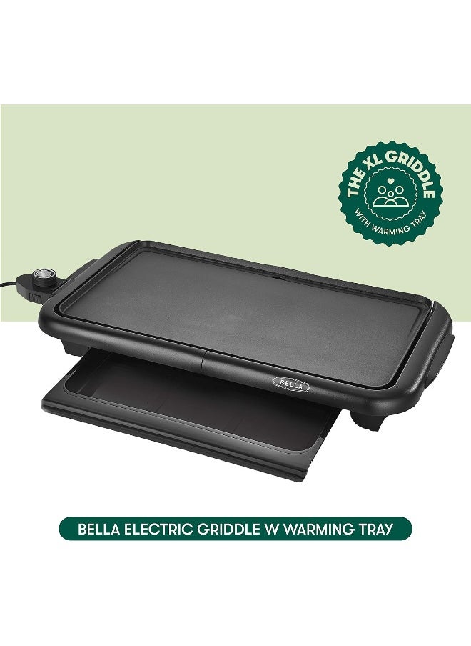 Bella BELLA Electric Griddle with Warming Tray - Smokeless Indoor Grill, Nonstick Surface, Adjustable Temperature  Cool-touch Handles, 10" x 18", Copper/Black  - Image 4