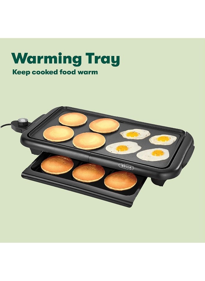 Bella BELLA Electric Griddle with Warming Tray - Smokeless Indoor Grill, Nonstick Surface, Adjustable Temperature  Cool-touch Handles, 10" x 18", Copper/Black  - Image 3