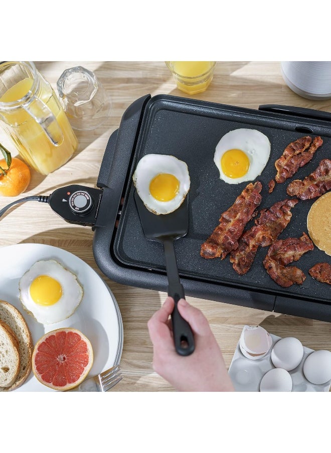 Bella BELLA Electric Griddle with Warming Tray - Smokeless Indoor Grill, Nonstick Surface, Adjustable Temperature  Cool-touch Handles, 10" x 18", Copper/Black  - Image 5