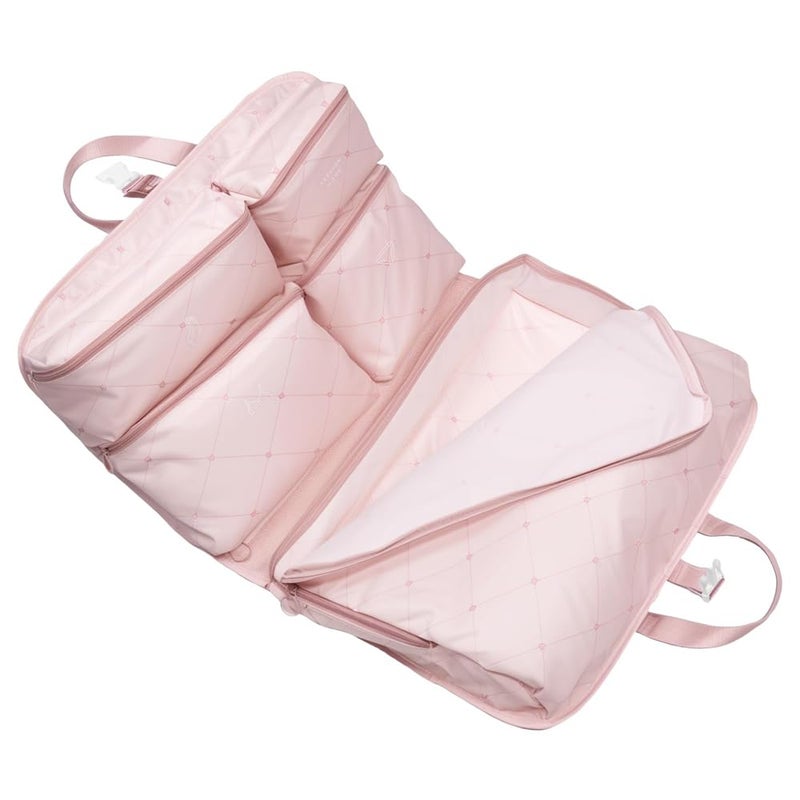 Hanging Travel Organizer Bag, Foldable Garment Storage with Multiple Compartments, Waterproof Oxford Luggage Organizer for Clothes, Makeup, Toiletries, Large Capacity (Pink) - Image 1