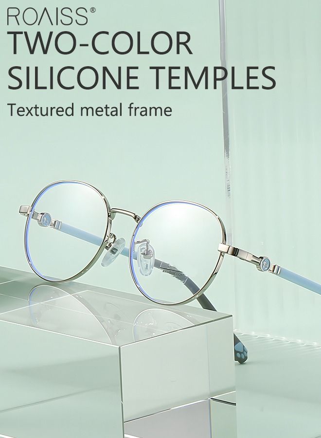 roaiss Kids Blue Light Blocking Glasses, Anti Eyestrain Computer Glasses, Gaming Eyewear UV400 Protection with Light Weight Metal Frame for Boys Girls and Children Age 3-12, Silver  - Image 2