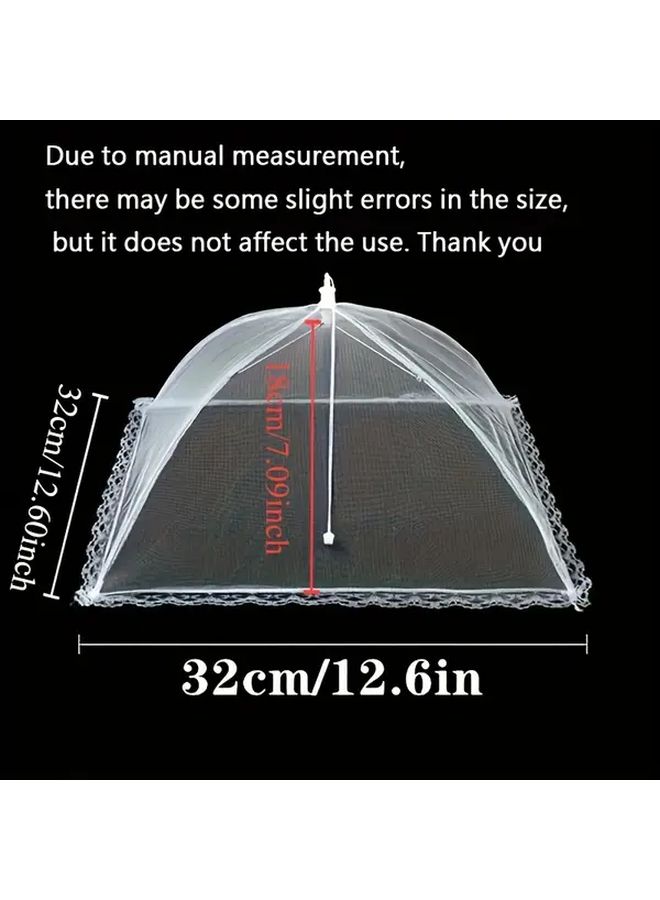 White 12.6inch Foldable Mesh Food Cover With Insect Repellent Netting Breathable Picnic Barbecue Cover For Outdoor Gatherings Ideal For Family Camping Durable Plastic Frame Picnic Essentials - Image 3