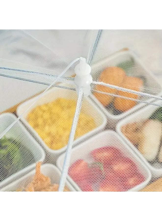 White 12.6inch Foldable Mesh Food Cover With Insect Repellent Netting Breathable Picnic Barbecue Cover For Outdoor Gatherings Ideal For Family Camping Durable Plastic Frame Picnic Essentials - Image 5