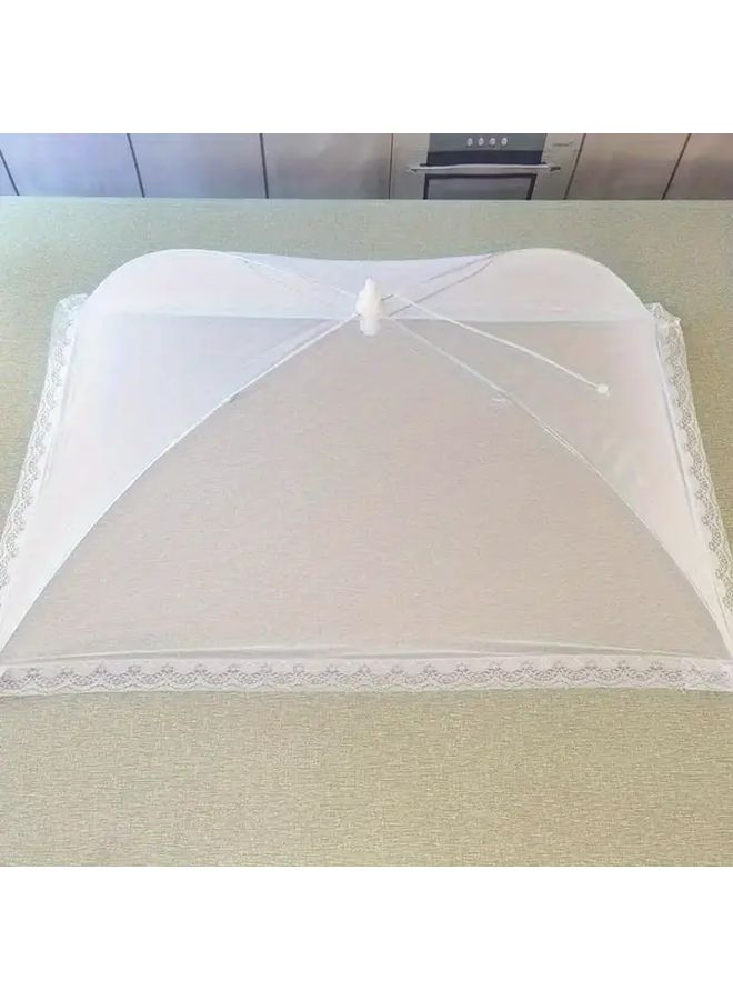 White 12.6inch Foldable Mesh Food Cover With Insect Repellent Netting Breathable Picnic Barbecue Cover For Outdoor Gatherings Ideal For Family Camping Durable Plastic Frame Picnic Essentials - Image 2